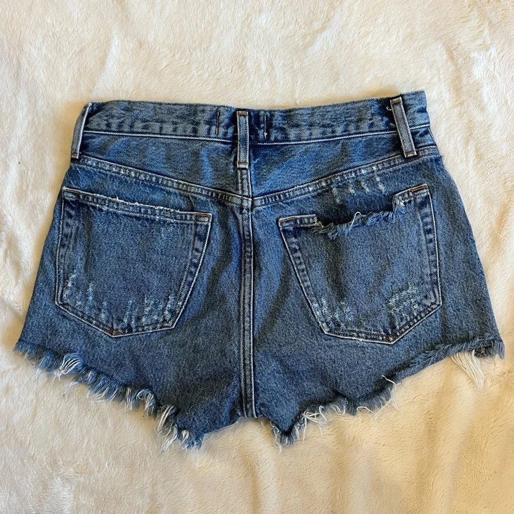 AGOLDE Parker Vintage Button Fly Cut Off Denim Shorts Swapmeet Size 25 - Picture 5 of 5